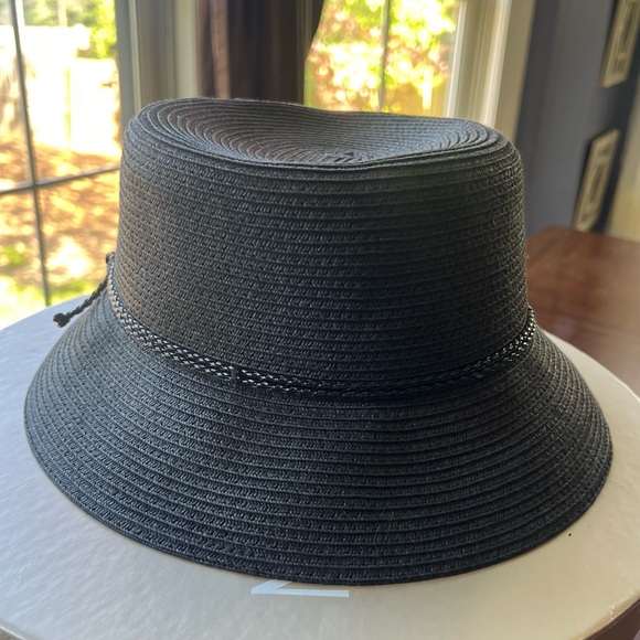 Nine West Black Straw Hat Kooringal Women's Short Brim Jute Braid Tie knot - Picture 11 of 13